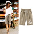 thumbnail image 1 of Aqestyerly Pantalon Capri en Coton et Lin Imprimé d'Été pour Femme, Tenue Décontractée, Très Grand, 1 of 6