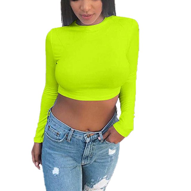 Hauts Courts à Manches Longues pour Femmes, Col Roulé Mi-Haut, Couleur Unie, Pulls Slim