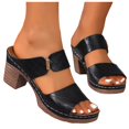 thumbnail image 2 of IUJSOY Womens Heeled Sandals Open Toe Two Strap Chunky Heels Slides Soft Cushion Slip on Mules, 2 of 5