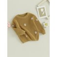 thumbnail image 3 of FOCUSNORM Chandail d'Automne pour Tout-Petite Fille Bébé, Motif Jacquard de Fleurs Manches Longues Col Rond Tricot, 3 of 9