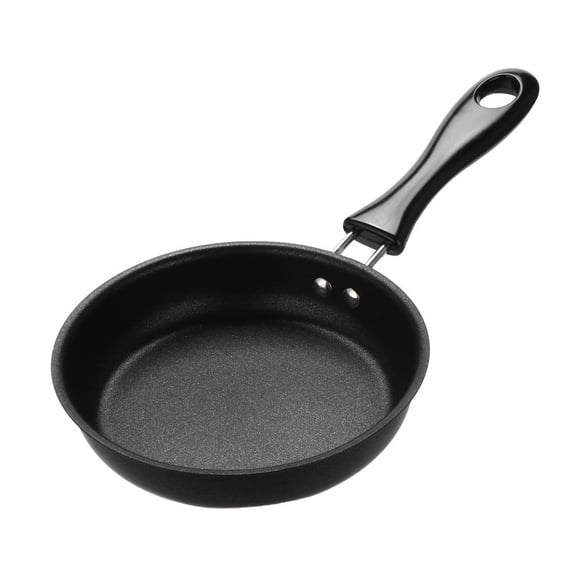 yulier Non Stick Frying Pan, 4.7 Inch Mini Iron Skillet, Round Omelette Pan Egg Frying Pan Cookware, Stay Cool Handle, Dishwasher Safe (Black)