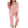 thumbnail image 3 of Women‘s Pajama Set Print Long Sleeve Button Down Tops + Pants 2-Piece Sleepwear Loungewear, 3 of 4