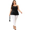 thumbnail image 3 of GRACE & GRANDEUR Chemisiers Camisoles pour Femmes Grande Taille à Bretelles Ajustables Haut Péplum en Velours Noir 1X, 3 of 5