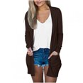 thumbnail image 1 of AherBiu Womens Cardigan Tops Long Sleeve Open Front Mid-Long Outwear with Pockets Spring Clothes, 1 of 5