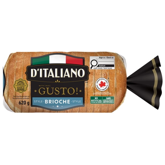 D'Italiano with Gusto!™ Brioche Style Thick Sliced Loaf, No Artificial Flavours or Colours, 620 g