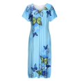 thumbnail image 4 of SMihono Robe d'Été Bohème pour Femmes Grande Taille Mode Décontractée Confortable Col en V Couleur Unie Sans Manches Ajustée, 4 of 8