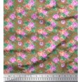 thumbnail image 1 of Soimoi Poly Georgette Tissu Dot, Feuilles & Rose Imprimé Floral Couture Tissu Yard 52 Pouces de Large, 1 of 3