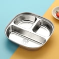 thumbnail image 2 of Assiettes Compartimentées en Acier Inoxydable pour Enfants - Assiettes Indestructibles avec Compartiments pour les Mangeurs Difficiles, le Dîner et le Camping, 2 of 7