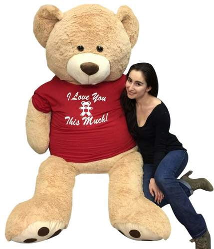 Big Plush Giant 6 Ft Teddy Bear Soft, Tshirt Says I Love You This Much, Weighs 22 Pounds