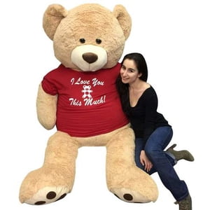 Big Plush Giant 6 Ft Teddy Bear Soft, Tshirt Says I Love You This Much, Weighs 22 Pounds