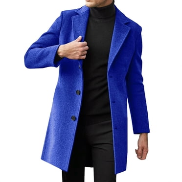 Liquidation! Hontri Manteau d'Hiver Coupe Ajustée pour Homme Col à Revers Manches Longues Veste en Cuir Matelassée Vintage Manteau Épaissi Veste en Peau de Mouton Vestes Décontractées pour Homme Bleu 3TG