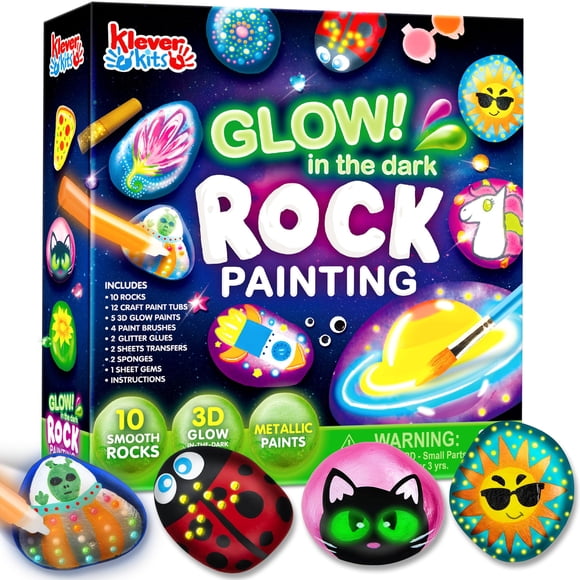 Joyfy 90+ PCS Rock Painting Kit- Glow in The Dark Rock Kit, Gift Toy, Arts and Crafts for Kids Ages 4-12, Art Supplies, Gifts for Kids, Kids Craft Paint Kits, Toys for Boys Girls 3 4 5 6 7 8 9 10