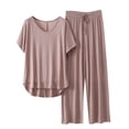thumbnail image 2 of Weiqiqre Ensembles de Pyjama pour Femmes Pyjamas Rafraîchissants Ensembles Assortis d'Été Manches Courtes Ensemble de Détente Femmes, 2 of 3