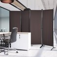 thumbnail image 3 of Patiojoy 5.6Ft Tall Folding Room Divider Freestanding 4-Panel Privacy Screen w/Iron Frame Coffee, 3 of 10
