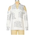 thumbnail image 4 of Womens Tops Long Sleeve Womens V Neck Pullover Off the Shoulder Printing Long Sleeve Tops, 4 of 9