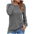 thumbnail image 1 of FAIWAD Tuniques de Printemps pour Femmes Manches Longues Col Rond Ample Décontracté Chandail Basique Couleur Unie, 1 of 6