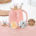 thumbnail image 4 of Cute Ceramic Cat Coffee Mug With Kitty Lid Infuser Cat Paw Spoon and Coaster Gifts for Cat Lover, 4 of 6