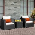 thumbnail image 3 of Patiojoy 3PCS Patio Rattan Furniture Conversation Set with 2 Cushioned Sofas & Coffee Table for Outdoor White, 3 of 10
