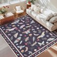 thumbnail image 1 of GlowSol 8x10 Charming Botanical Butterfly & Insect Washable Area Rug, Non-Slip Low-Pile Stain Resistant Floor Carpet for Living Room Bedroom Nursery Home Decor, Black, 1 of 9