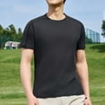 thumbnail image 1 of Styesk T Shirts for Man Solid-Color Casual Elastic Sports Short Sleeved Round-Neck Blouses, 1 of 5