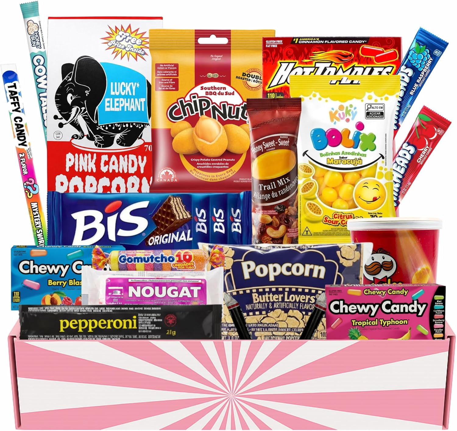 Panier-cadeau de collations pour soirée cinéma, 20 friandises assorties, Popcorn, Bonbons, Chocolat, Soda & Plus, Boîte de cadeau de collations premium