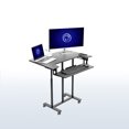 thumbnail image 1 of VIVO Table Mobile Réglable en Hauteur, Chariot de Bureau Debout avec Plateau Coulissant pour Clavier, Poste de Travail Informatique, Chariot de Présentation Roulant, Noir, CART-V06A, 1 of 8