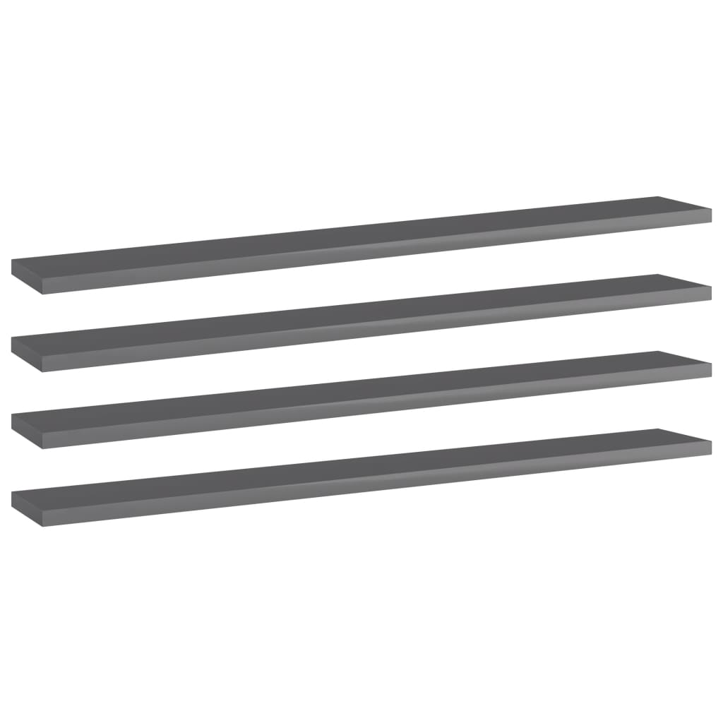 vidaXL Bookshelf Boards 4 pcs High Gloss Grey 80x10x1.5 cm Engineered Wood