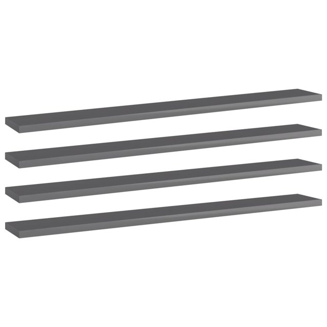 vidaXL Bookshelf Boards 4 pcs High Gloss Grey 80x10x1.5 cm Engineered Wood