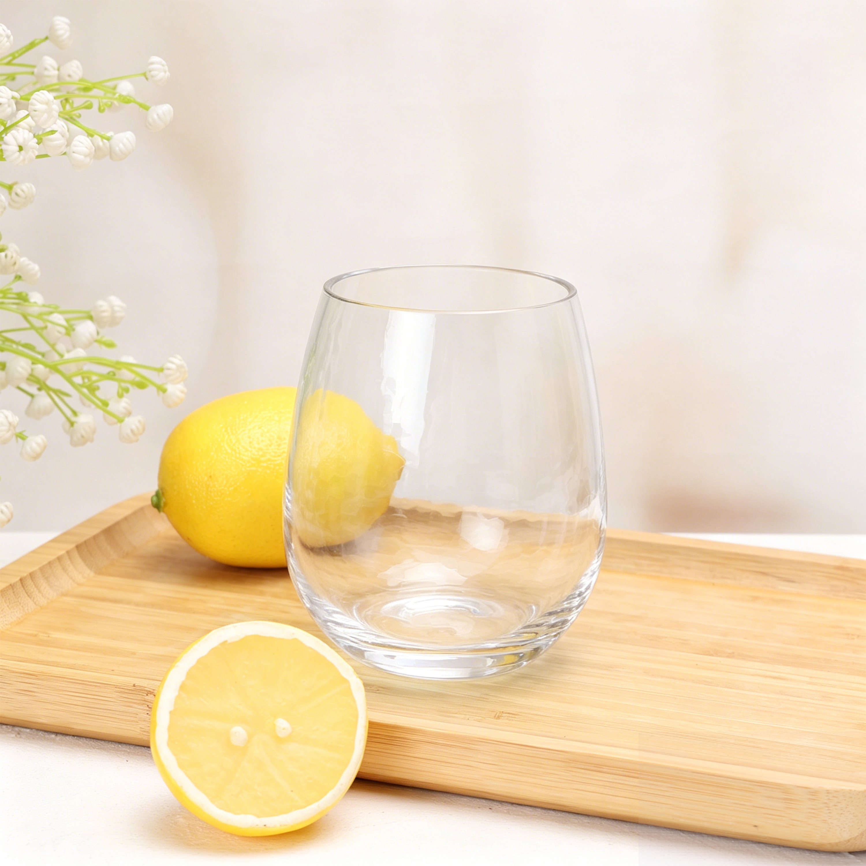 Hometrends Verre à Vin Sans Pied Acrylique Clair Martelée 498mL