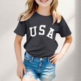 thumbnail image 2 of PMVFHDE Tee-Shirt Robe Tees & Blouses Hauts Filles Hauts d'Été Filles Tee-Shirt Tendance Garçon et Fille Mode Décontractée Imprimé Col Rond Manches Courtes T-Shirt Haut Noir, 9-10 Ans, 2 of 4