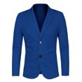 thumbnail image 2 of Unique Bargains Men's Notched Lapel Long Sleeve Knit Blazer with Pockets, 2 of 7