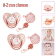 thumbnail image 1 of XZNGL Baby Pacifier with Initial Letter Clip for Infant, Rose Gold Silicone Nipple, 5.5 cm Length, 4.8 cm Width, 29 cm Anti-Loss Chain, Bling Rhinestone Decorated, for Newborn, 1 of 6