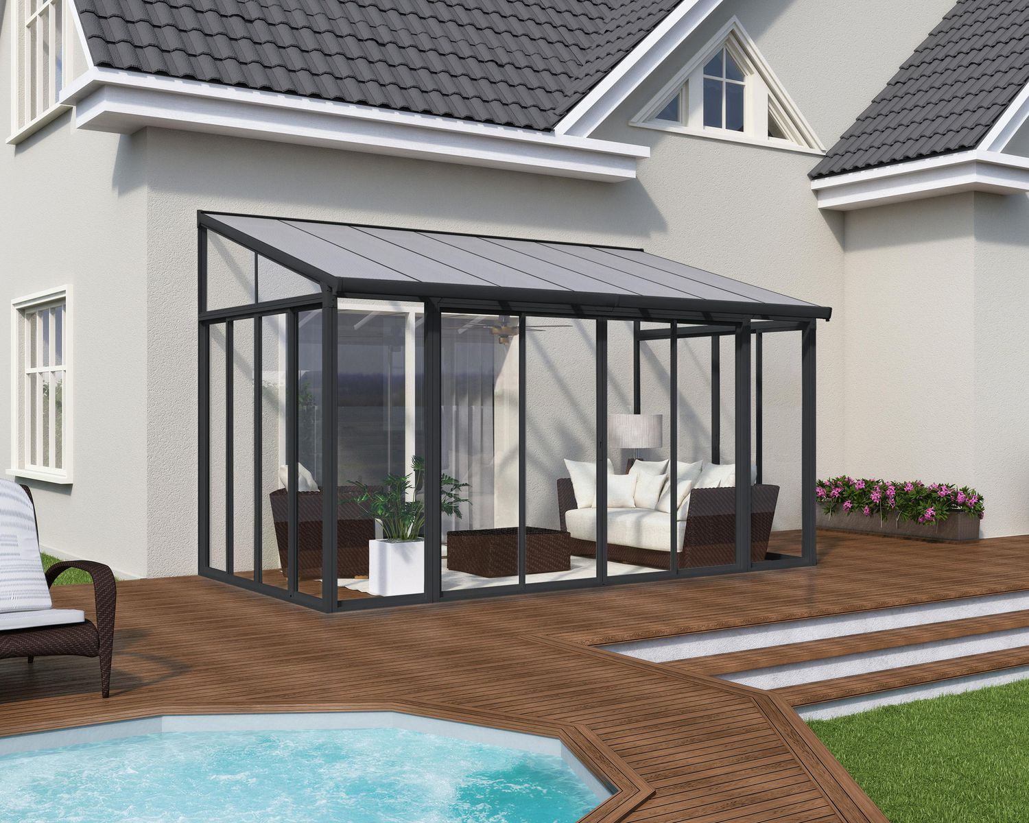 CANOPIA by PALRAM SanRemo 10 ft. x 14 ft. Sunroom, Patio Enclosure and Solarium - Grey