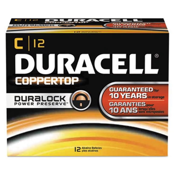 Duracell MN140012 CopperTop Alkaline Batteries with Duralock Power Preserve Technology, C, 12-Pack