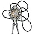 thumbnail image 3 of Moranse Golden Initial Letters in Flower Nursery Cowboy Bolo Tie with Cowhide Rope (C Silver, Silver Style), 3 of 4