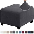 thumbnail image 1 of Chok 3 Sizes Square Jacquard Durable Customized Stretch Footrest Ottoman Cover Folding Storage Stool Furniture Protector Slipcover (Dark Grey L), 1 of 7