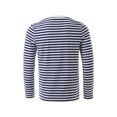 thumbnail image 3 of INSPIRE CHIC T-Shirt pour Homme à Rayures Col Ras du Cou Manches Longues Chandail Haut 34 Bleu Marine, 3 of 8