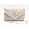 thumbnail image 2 of CHOK Lace Floral Envelope Handbag Evening Bag Wedding Bride Party Bag Coin Purses-White, 2 of 4