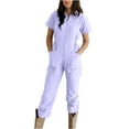 thumbnail image 1 of LSLJS Combinaison Pantalon à Revers Zippée à Taille Plissée Unie Décontractée pour Femme, 1 of 6