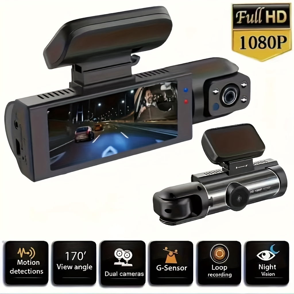Dual Camera, Dash Cam For Cars, Front And Inside, Car Camera With IR Night Vision,