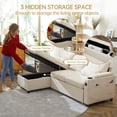 thumbnail image 3 of Sectional Sleeper Sofa L shaped Charging Couch with Usb Storage Chaise Reversible Pull Out Bed for Small Space, Beige, 3 of 8
