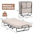 thumbnail image 2 of Patiojoy Folding Bed Frame Portable Guest Bed with Wheels & Memory Foam for Spare Bedroom Office Beige, 2 of 6