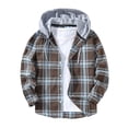 thumbnail image 1 of Ceisia Chemise à Capuche à Manches Longues pour Homme, Décontractée, à Carreaux Patchwork, Boutonnée, Cadeau, 1 of 9