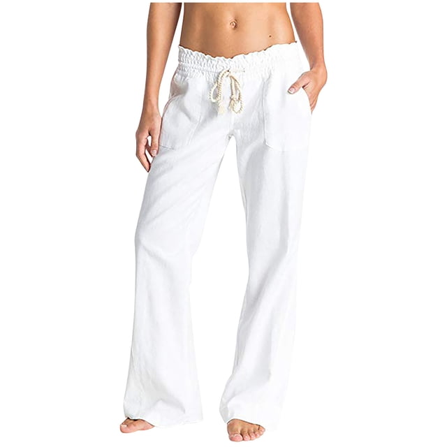 Birdeem Mode Femmes Été Décontracté Ample Coton et Lin Poche Pantalon Uni