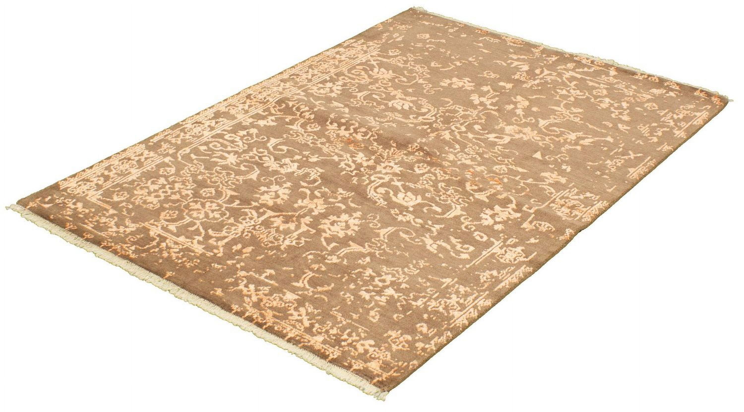ECARPETGALLERY Tapis Noué à la Main pour Salon, Salle à Manger et Chambre à Coucher Contemporain Collection La Seda 5'5" x 7'10" en Brun