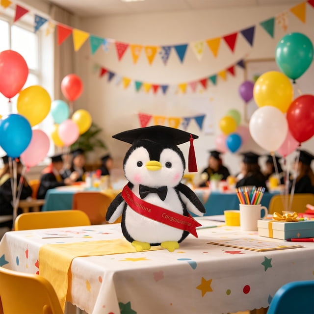 Graduation Penguin Gifts,Plush Penguin Stuffed Animal,Graduation Penguin Plush, Cute Graduation Stuffed Animal with Cap, Sash, Soft Penguin Plush Gift for Graduation Celebration