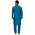 thumbnail image 3 of Maple Clothing Kurta Pajama Vêtements Indiens Robe de Mariage pour Hommes (Turquoise, 3TG), 3 of 5