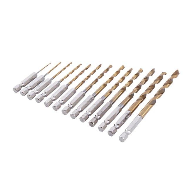 Ensemble de 26 Mèches de Forage Revêtues de Titane avec Tige Hexagonale de 1/4 Pouce