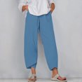 thumbnail image 1 of RXIRUCGD Women's Summer Comfortable Loose Wide Legged Fashion Solid Color Capris, Blue, Size: XL, 1 of 5