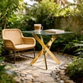 thumbnail image 1 of HMSHA Square Dining Table,Glass Dining Table,Square 90x90x75cm,golden leg,glass table top, 1 of 12